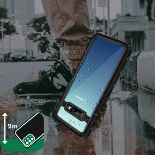 Coque, étui smartphone Coque Samsung Galaxy S10 Bi-matière Waterproof 2m Film Écran Redpepper noir