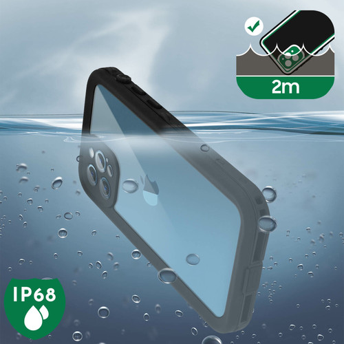 Redpepper Coque iPhone 12 Pro Bi-matière Waterproof 2m Film Écran Redpepper Noir