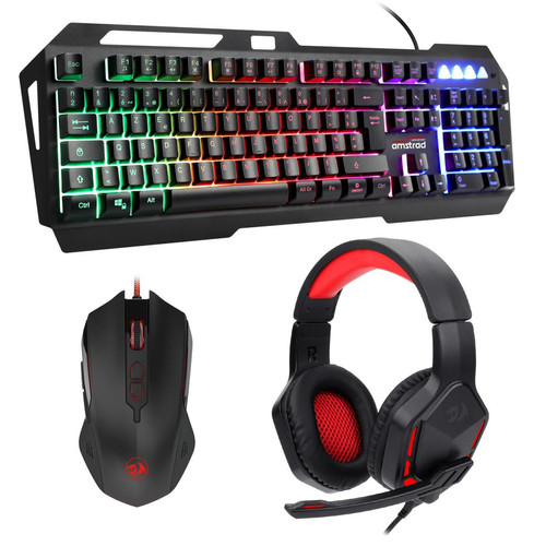 Redragon - Pack Gamer: Clavier Amstrad KEY007 + Souris Redragon INQUISITOR2 (M716A) 6 boutons, 7200 DPI + Casque THEMIS (H220) - Pack Clavier Souris Pack reprise