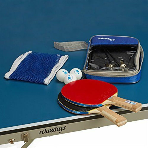 Relaxdays - Relaxdays Set de ping-pong avec raquette filet 3 balle de tennis de table et une pochette de rangement à fermeture avec dragonne HxlxP: 26,0 x 16,5 x 3,7 cm, bleu Relaxdays  - Table de tennis de table