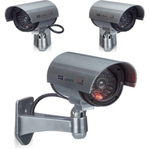 Caméra de surveillance connectée Relaxdays 10022261 Caméra Réseau Connectée Plastique Sans Fil Intérieur et Extérieur LED Clignotante Argent