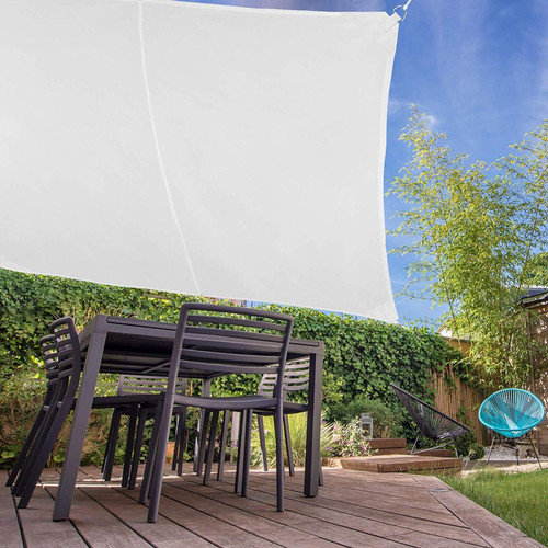 Relaxdays Relaxdays Voile d?ombrage carré diffuseur d?Ombre Protection Soleil Balcon Jardin UV 2x2 m Toile imperméable, Blanc, 2 x 2 m
