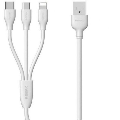 Remax - Cable usb 3 en 1 micro-USB / Lightning / Type-C remax blanc pour Realme C12 - Câble Lightning