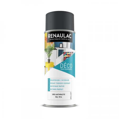 Renaulac - RENAULAC Peinture aerosol 0,4 L gris anthracite brillant - Peinture intérieure & extérieure Renaulac