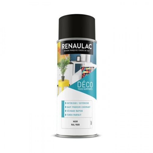 Renaulac - RENAULAC Peinture aerosol 0,4 L noir mat - Aerosol