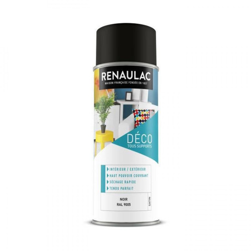 Renaulac - RENAULAC Peinture aerosol 0,4 L noir satin - Aerosol