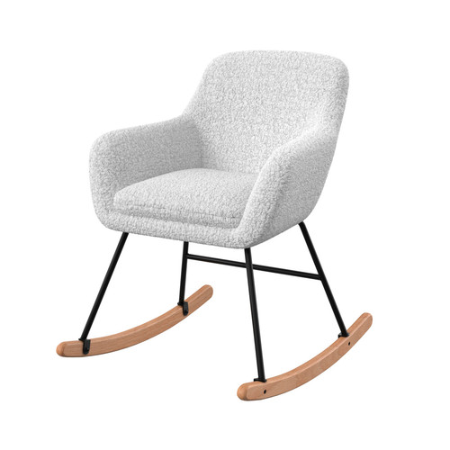 Rendez Vous Deco - Rocking-chair Isola en tissu bouclé blanc Rendez Vous Deco - Rocking Chairs Fauteuils