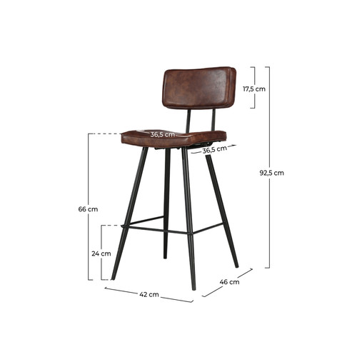 Tabourets Chaise de bar mi-hauteur Texas marron 66 cm (lot de 2)