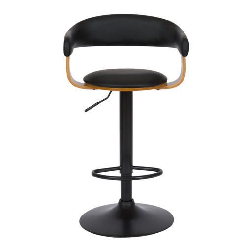 Rendez Vous Deco Chaise de bar noire Harold avec accoudoirs 62/84 cm
