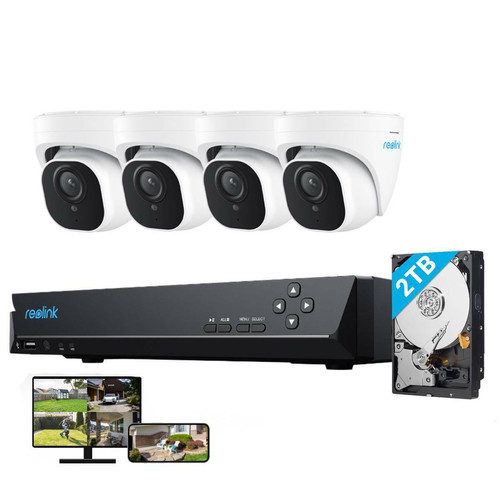 Reolink - Reolink Kit Vidéo Surveillance avec 8MP 4X Dôme Caméra IP PoE et 8CH 2To NVR, Détection Personne/Véhicule, Vision Nocturne 30m avec Audio Reolink  - Maison connectée