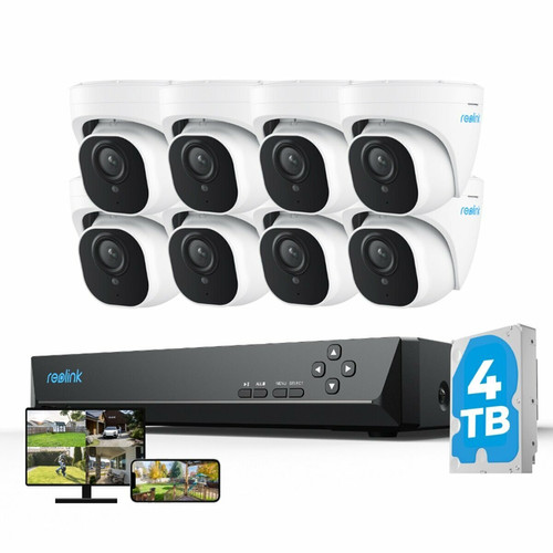 Reolink - Reolink Kit Vidéo Surveillance avec 8MP 8X Dôme Caméra IP PoE et 16CH 4To NVR, Détection Personne/Véhicule, Vision Nocturne 30m avec Audio Reolink  - Nvr poe