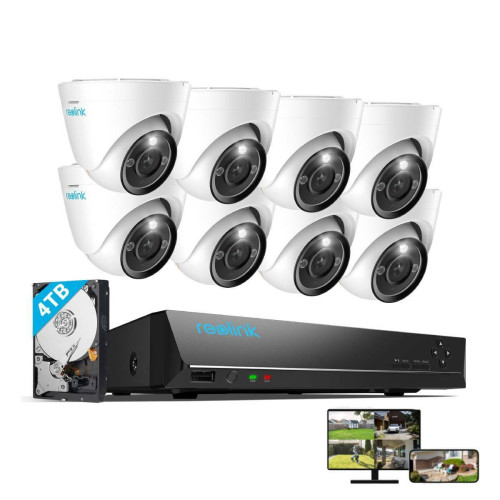 Reolink - Reolink Kit Vidéo Surveillance avec 12MP 8X Dôme Caméra IP PoE et 16CH 4To NVR, Détection Personne/Véhicule, Vision Nocturne 30m avec Audio Reolink  - Nvr poe