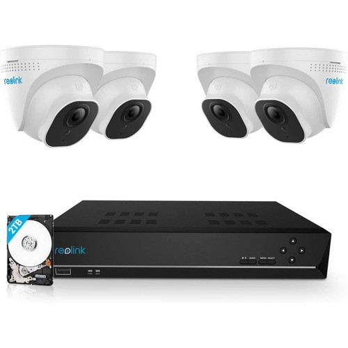 Reolink - Caméra Surveillance Kit Extérieure - RLK8-520D4-5MP - 4X Caméra IP PoE et 8CH 2To NVR Vision Nocturne 30M - Reolink