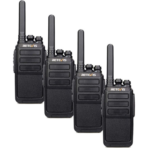 Retevis - 4 talkie walkie 16 Canaux longue portée pour école, activités noir - Talkie Walkie