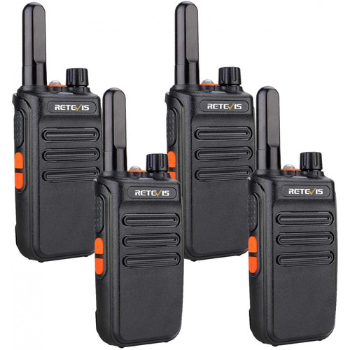 Retevis - 4 talkie walkie longue portée 16 canaux noir - Talkie Walkie