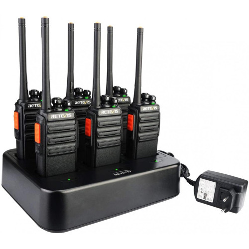 Retevis - 6 talkie walkie professionnels 16 Canaux CTCSS/DCS noir - Talkie Walkie