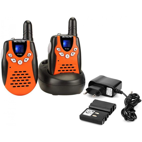 Retevis - talkie walkie 8 canaux avec lampe torche et batteries et chargeur orange noir - Talkie Walkie Pack reprise