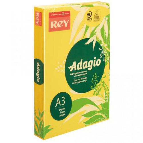 Rey - Ramette papier couleur Rey Adagio couleurs intenses A3 80 gr - 500 feuilles - jaune vif Rey  - Papier Photo A3