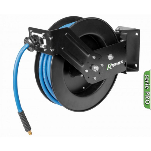 Ribimex - Dévidoir automatique à air 16m 9,3x15,3mm tuyau gomme/pvc support métal pivotant - Arrosage automatique Arrosage
