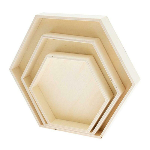 Rico - 3 plateaux en bois hexagonaux Rico  - Kits créatifs