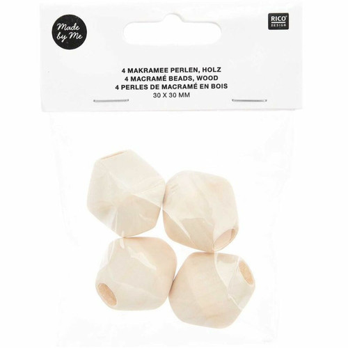 Rico - 4 Perles toupies pour macramé - bois nature - 30 mm Rico  - Perles