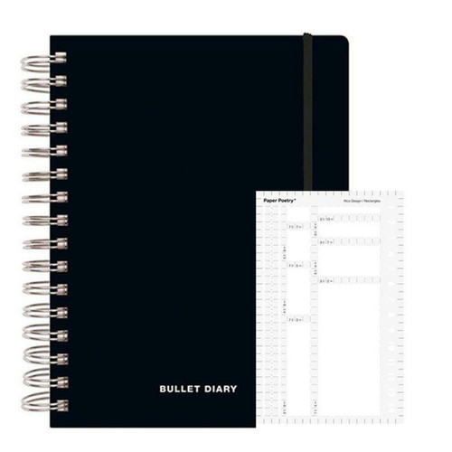 Rico - Agenda Bullet journal à spirales 96 feuilles + Pochoir rectangles Rico  - Accessoires Bureau