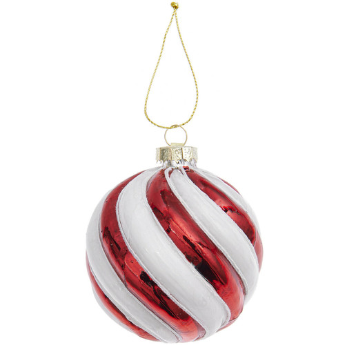 Rico - Boule de Noël en verre rouge et blanc Ø 8 cm Rico  - Boule noel verre