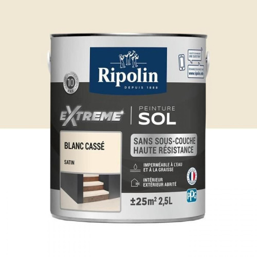 Ripolin - RIPOLIN Peinture pour Sol Interieur + Exterieur  - Blanc Casse Satin, 2,5L - Ripolin