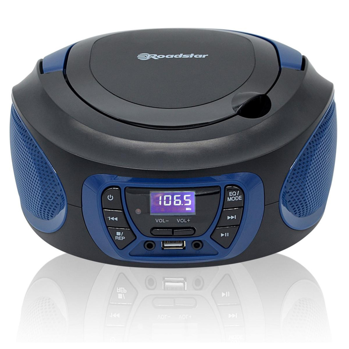 Radio Roadstar Radio CD Portable Numerique FM PLL, Lecteur CD, CD-R, CD-RW, MP3, USB, Stereo, , Noir/Bleu, Roadstar, CDR-365U/BL