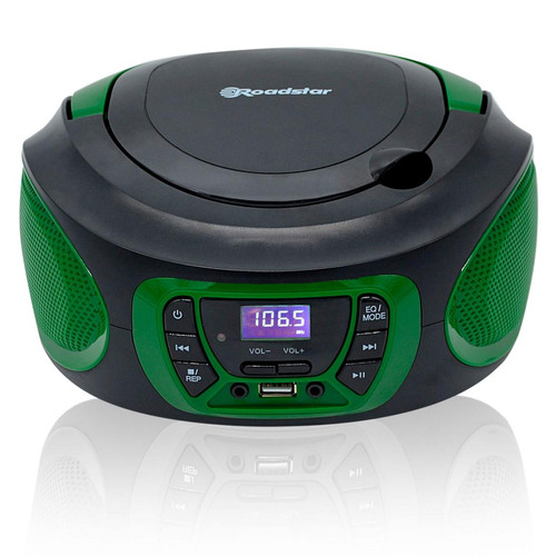 Roadstar - Radio CD Portable Numerique FM PLL, Lecteur CD, CD-R, CD-RW, MP3, USB, Stereo, , Vert, Roadstar, CDR-365U/GR - Roadstar