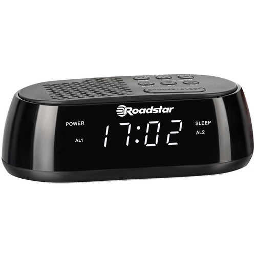 Roadstar - Radio-Réveil Numérique FM, Port USB à Chargement Rapide, 2 Alarmes, Écran LCD, , Noir, Roadstar, CLR-2477 - Roadstar