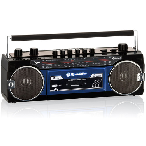 Roadstar - Radio Cassette Vintage des Années 80, Portable, AM /FM /SW, Enregistreur USB, , Noir/Bleu, Roadstar, RCR-3025EBT/BL Roadstar  - Roadstar