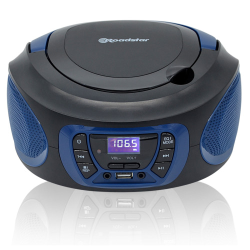 Roadstar - Radio CD Portable Numerique FM PLL, Lecteur CD, CD-R, CD-RW, MP3, USB, Stereo, , Noir/Bleu, Roadstar, CDR-365U/BL Roadstar  - Roadstar