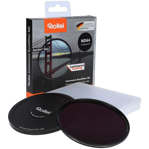 Rollei - Rollei Extremium Round Filter ND64 Stopper 49 mm - Filtre de densité neutre avec Anneau en titane de verre Gorilla avec revêtement spécial - ND64 (6 arrêts / 1,8) - Photo filter