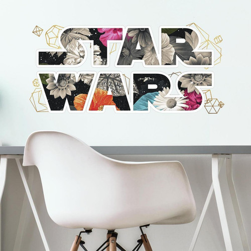 Roommates Sticker Repositionnable Star Wars Logo Star Wars avec fond fleurs 21,9CM X 92,7CM