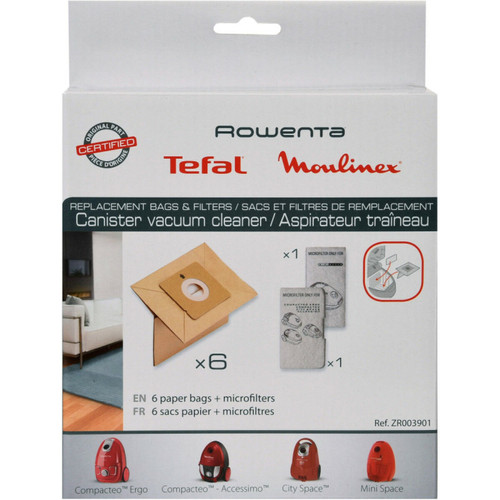 Rowenta - Lot de 6 sacs papier + 1 microfiltre pour compacteo - zr003901 - ROWENTA Rowenta  - Accessoires Appareils Electriques