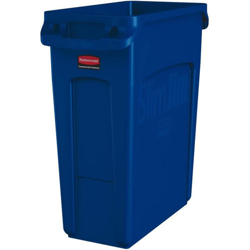 Rubbermaid - Rubbermaid Collecteur de déchets Slim Jim avec conduits,bleu () - Poubelle de cuisine