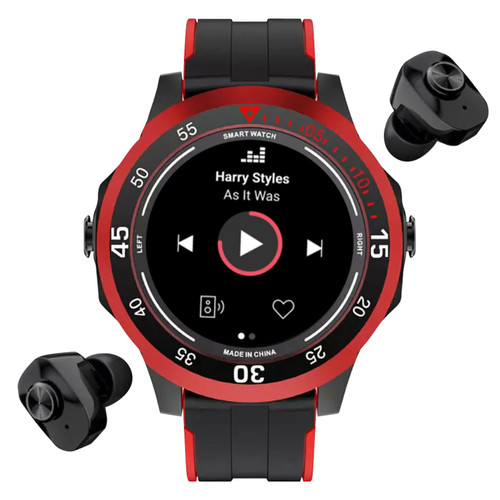 Rubicon - Smartwatch Noire et Rouge Rubicon Ecouteurs Sans Fil Intégrés, Tracker Sport Rubicon  - Objets connectés