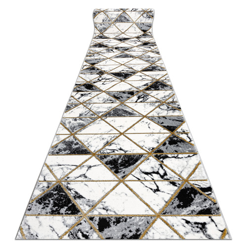RUGSX - Tapis de couloir EMERALD exclusif 1020 glamour, élégant marbre, triangles noir   or 70 cm 70x320 cm RUGSX  - Décoration Noir et blanc