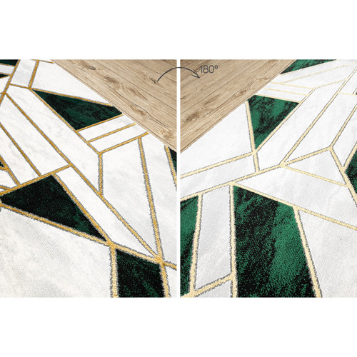 RUGSX Tapis de couloir EMERALD exclusif 1015 glamour, élégant marbre, géométrique bouteille verte   or 70 cm 70x990 cm