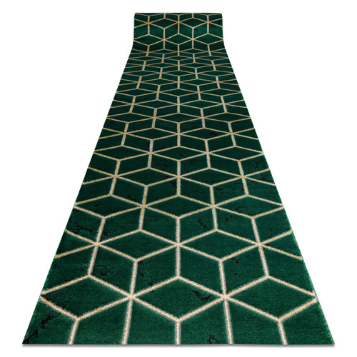 RUGSX - Tapis de couloir EMERALD exclusif 1014 glamour, élégant cube bouteille verte   or 80 cm 80x750 cm RUGSX - Décoration Vert