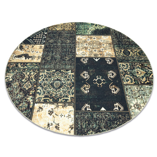 RUGSX - Tapis ANTIKA ancient olive cercle, patchwork moderne, lavable grec - verte cercle 200 cm RUGSX  - Tapis patchwork