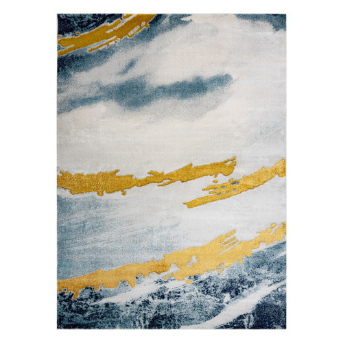 RUGSX Tapis EMERALD exclusif 1023 glamour, élégant abstraction bleu   or 80x150 cm