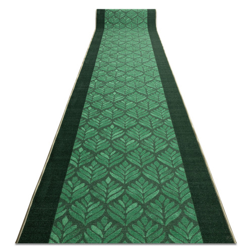 RUGSX - Triangles de couloir LIŚCIE feuilles antidérapants, vert gomme 110cm 110x540 cm RUGSX  - Tapis