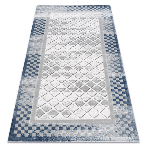 RUGSX - Tapis ACRYLIQUE VALS 103 Géométrique, cadre spatial 3D gris   ivoire  80x100 cm RUGSX  - Maison