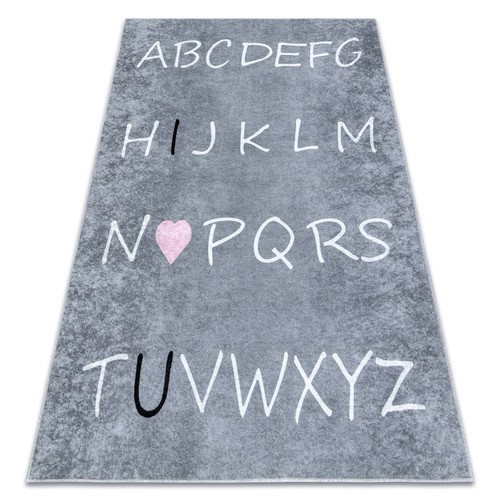 RUGSX - Tapis lavable JUNIOR 52106.801 Alphabet pour les enfants antidérapant - gris 200x290 cm RUGSX  - Tapis alphabet