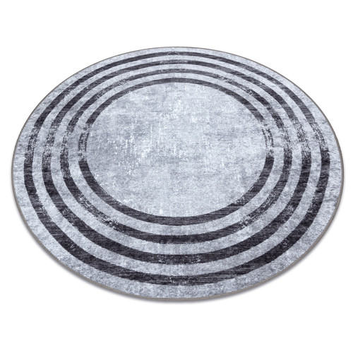 RUGSX - Tapis lavable MIRO 51231.806 cercle Lignes antidérapant - gris   noir cercle 200 cm RUGSX  - Maison Gris