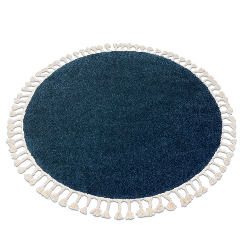 RUGSX - Tapis BERBER 9000 cercle bleu foncé Franges berbère marocain shaggy cercle 160 cm RUGSX  - Tapis shaggy bleu