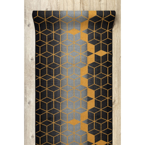 Tapis TAPIS DE COULOIR antidérapant 67 cm HEKSAGON Hexagone noir   or 67x110 cm