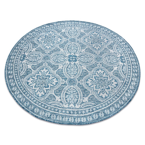 RUGSX - Tapis EN CORDE SIZAL LOFT 21193 BOHO cercle ivoire argentin bleu cercle 120 cm RUGSX - Maison Bleu petrole